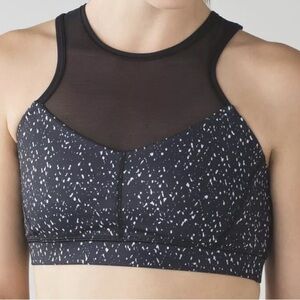 LULULEMON High Neck Mesh Bra SIZE 2 Black white EEUC RACERBACK MESH